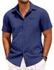 2024 Amazon Ebay Verano Nuevo Estilo Cuello Solapa Color Sólido Manga Corta Botones Camisa de Vestir Camisa de Hombre Ropa de Hombre