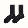 Calcetines Blancos Primavera y Otoño Doble Aguja Adelgazantes Estilo Extremadamente Simple Combinan con Todo Algodón Media Caña Calcetines sin Bolitas