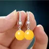 S925 Segunda Generación Cera de Abeja Ámbar Rojo Gancho para Oreja Pendientes Largos Elegantes Súper Brillantes para Mujer Pendientes para Personas de Mediana Edad y Mayores Pendientes Joyería