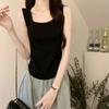 Camisola Blanca para Mujer Verano Estilo Francés Estilista Reductora de Edad Ropa de Abrigo Corta Base Interior Top sin Mangas Moderno