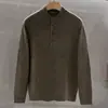 Camiseta para Hombre BORBOTIE 2026 Otoño/Invierno Nueva Moda LP Cuello Henley Botones de Lana Cuello Alto Suéter