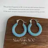 Pendientes Brillantes Azules con Forma de Bolso para Mujer, de Alta Gama y Impresionantes, Clips para Orejas Circulares, Pendientes Únicos Populares de Lujo Ligero al por Mayor
