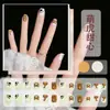Manicura Uñas Portátiles Crema Linda Estilo Ins Uñas Postizas Dibujo Animado Hecho a Mano Diamante Set de 24 Piezas Uñas de Máquina