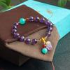 Pulseira de Anel Único de Cristal Feminina DIY Pulseira Ametista Super Sete Anel Único Feminino Pedra do Céu Morango Cristal Pulseira