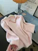 Tejido de Punto Rosa Engrosado para Mujer en Otoño e Invierno, Gama Alta, Se Puede Usar Afuera y Adentro, Top de Estilo Holgado y Perezoso para Personas Bajitas