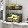 Estante de Almacenamiento para Cocina de Pie Multifuncional Gran Capacidad Estante de Almacenamiento para Frutas y Verduras Multicapa Móvil Carrito Pequeño Cesta para Verduras