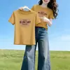 2026 nueva camiseta de verano de manga corta estilo ins juvenil moda coreana de moda hombros rectos para hombres y mujeres camiseta básica casual de moda