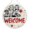 Listado transfronterizo de Amazon: Placa decorativa de madera de bienvenida para puerta, con simulación de planta verde y diversas decoraciones para placas de puerta.