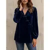 Otoño 2026 Nueva Ropa Femenina Europea y Americana Estación Independiente de Amazon Moda Casual Camisa de Terciopelo de Manga Larga Top con Cuello en V