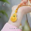 Tienda de Oro Puzuo Mismo Estilo Oro Arena Accesorios DIY con Diamantes Colgante de Calabaza Verde Collar para Mujer Estilo Chino Cadena para Clavícula de Temperamento