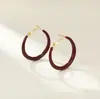 Aretes de Aro Lisos Franceses, Aretes Grandes Rojos Angela, Aretes Grandes Cepillados con Goteo de Aceite, Aretes Versátiles, Simples y de Alta Gama