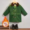 Abrigo Verde Militar Unisex para Niños, Engrosado y Cálido, Chaqueta de Longitud Media Estilo Militar Vintage, Abrigo de Algodón Antiguo, Moderno