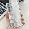 Funda de teléfono móvil IMD con orificios finos electrochapada para Samsung S24ULTRA tendencia A54 película para lente A55 patrón de plumas S24FE