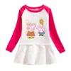 2023 comercio exterior nueva ropa infantil otoño cerdo globo caricatura suéter vestido niñas bebé algodón falda plisada