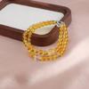 Pulsera de Piedra Rosa Roja Aguamarina Oro Seda Jade Ágata Roja Cristal Rosa Amatista Doble Círculo Pulsera Estilo Chino Nuevo Combinable