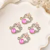 Pingente de pulseira e colar DIY de flor cravejada de diamantes com gota de óleo, acessórios de joalheria, disponível para pedidos mistos, direto do fabricante, para vendas transfronteiriças