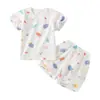 Ropa de Algodón Puro para Casa de Niños Traje de Manga Corta para Bebé Verano Manga Media Infantil Delgado Verano Casa Stock Disponible
