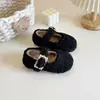 Zapatos Dulces de Algodón Franceses para Niños 2026 Invierno Nuevos Zapatos de Algodón con Piel Doble Capa para Niñas Zapatos de Frijol Cálidos para Bebés Niñas