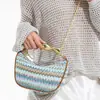 Bolso pequeño tejido de verano para mujer 2026 nuevo color de moda, bolsa tipo empanada con bloques de color, bolso cruzado casual elegante para el día a día