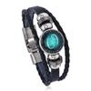 Explosões transfronteiriças 12 constelações gema do tempo pulseira de couro vintage tecida à mão com miçangas pulseira de couro atacado