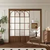 Nueva Puerta Corredera Retro Estilo Chino Cocina Balcón Sala de Estar Riel Colgante Puerta Corredera de Tres Paneles Puerta Divisoria de Aleación de Aluminio Magnesio Titanio