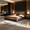 Cama Minimalista Italiana de Piel Genuina para Dormitorio Principal Doble Suave Acolchada Cama Grande Moderna de Lujo Ligero Cama Nube Marrón Cama con Almacenamiento para Apartamento Pequeño