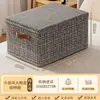 Nueva caja de almacenamiento de algodón y lino con ventana grande de estilo japonés, caja de almacenamiento de tela doméstica plegable para ropa y prendas de vestir