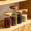 Recipientes de vidro herméticos de grau alimentício para uso doméstico, adequados para armazenar chá, grãos e lanches.; garrafas transparentes vazias para organizar e armazenar itens