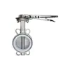 Válvula de mariposa de sujeción manual con manija, rosca central, PTFE, EPDM, bola de turbina, placa de molienda, placa de mariposa 304, DN150 80