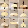 Lámpara de araña Nanyang vintage estilo francés, lámpara redonda para dormitorio, accesorio de iluminación creativo con tela impresa retro americano para estudio y sala de estar