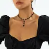 2025 Joyería de Cristal Transfronteriza Moda Versátil Collar Largo Oscuro Colgante Personalizado de Perlas Cadena de Clavícula de Gama Alta