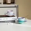 Juego de Taza y Platillo para Café con Esmalte de Cristal Horneado Taza de Cerámica Oficina Hogar Taza Personal para Beber Regalo