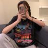 [6535 marco de algodón] Camiseta de manga corta con estampado retro americano nueva primavera y verano 2024 para mujer