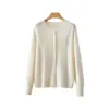 Elegante y sofisticado cárdigan de punto de lana polar, cuello redondo, manga larga, suéter abrigo casual holgado, nuevo estilo otoño e invierno para mujer