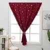 Estrellas y Copos de Nieve Estampados en Dorado, Color Sólido, Cortinas Blackout Sencillas con Pegatinas de Letras de Cinta Mágica, Exportación Mexicana, Cortinas sin Taladro