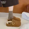 Puntera de Piel Genuina Aumentador de Altura Interior Felpa Cálida Medias Zapatillas de Casa Calzado de Exterior para Mujer Otoño/Invierno 2026 Nuevos Mocasines Casuales Zapatos Birkenstock