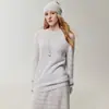 100% cachemira, nueva colección otoño/invierno 2026, suéter de cuello redondo para mujer, simple y versátil, tejido liso, capa base suave y cómoda