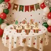 Faixa de aniversário de Natal transfronteiriça, elementos de árvore de Natal e homem de gengibre, faixa de letras, enfeites pendurados em espiral, topo de bolo e arranjo decorativo