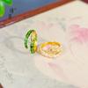 Tienda de oro Jin Yan con oro arena incrustado con diamantes anillo de serpiente verde serpiente espiritual sinuoso serpiente del zodíaco anillo del año de vida para enviar a su novia