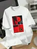 Camiseta de Verano Nueva de Algodón Puro de Manga Corta, Estampada, Tendencia Retro de Nicho de Gama Alta, Top Exterior Casual para Mujer