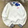 Design Único, Simples e Versátil, Moletom Falso de Duas Peças com Gola Polo para Homens e Mulheres, Caimento Solto, Emagrecimento, Top Estilo Coreano High Street