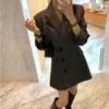Blazer Retro de Alta Calidad para Mujer Coreana, de Botones Laterales, Longitud Media, con Múltiples Formas de Llevar