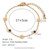 Estilo Nicho Europeu e Americano Simples e Popular Joia de Mão Aço Inoxidável Banhado a Ouro 18K Dupla Face Flor de Diamante Preto e Branco Pulseira para Mulheres