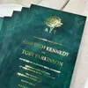 Terciopelo verde oscuro con estampado dorado invitación de boda Set completo de monograma con sobre y sello de cera