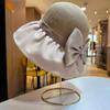 Primavera y Verano Nueva Llegada Versátil Elegante Lazo Sombrero de Pescador para Mujer Costuras Protección Solar Sombrero para el Sol Sombrero de Paja Plegable