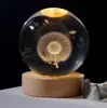 Explosiones transfronterizas Bola de cristal luminosa USB 3D tallada Regalos creativos Adornos de escritorio Bola de cristal Luz nocturna