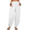 Pantalones Casuales para Mujer Europeos y Americanos 2022 Amazon Wish Pantalones Casuales Sueltos de Algodón y Lino Pantalones Harem para Casa