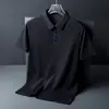 2026 Verano Seda de Hielo Sin Costuras Urbana de Negocios Cuello Polo para Hombre Color Sólido Camiseta Simple para Hombre Camisa de Aire Acondicionado para Hombre