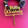Decoração de bolo para assar no Natal série Vermelho Dourado Platina cartão de bolo acrílico feliz natal