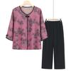 Traje de Verano de Manga Corta para Mamá Suelto Casual para Mujeres de Mediana Edad y Mayores Verano de Abuelita Suegra Moda Conjunto de Dos Piezas